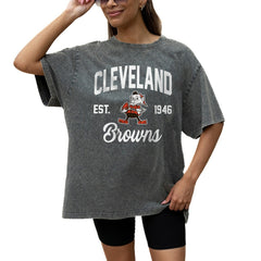 Gameday Couture Women's Throwback Oversized Snow Wash T-Shirt - Cleveland Browns