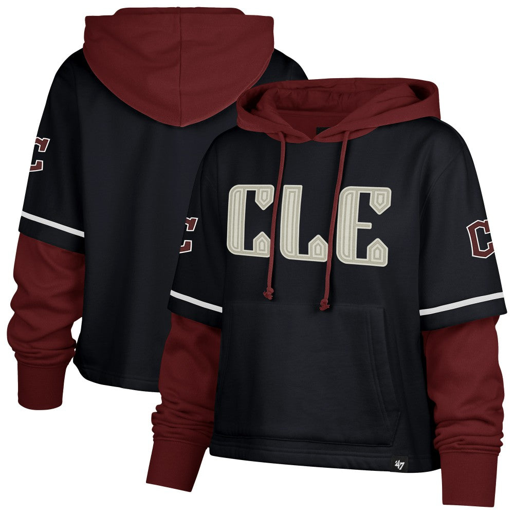 MLB Cleveland Guardians '47 Women's City Connect Shortstop Cropped Pullover Hoodie