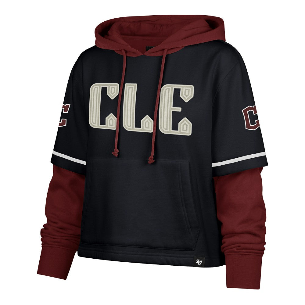 MLB Cleveland Guardians '47 Women's City Connect Shortstop Cropped Pullover Hoodie