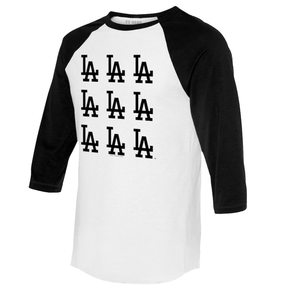MLB Los Angeles Dodgers Tiny Turnip Women's Logo Grid 3/4 Sleeve Raglan T-Shirt