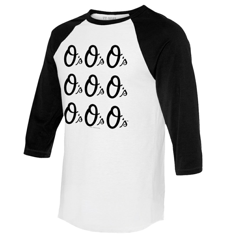 MLB Baltimore Orioles Tiny Turnip Women's Logo Grid 3/4 Sleeve Raglan T-Shirt