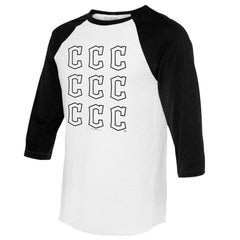 MLB Cleveland Guardians Tiny Turnip Women's Logo Grid 3/4 Sleeve Raglan T-Shirt