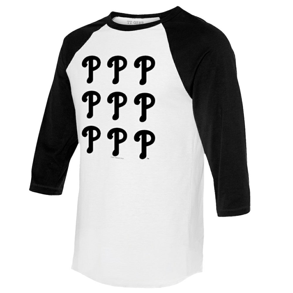 MLB Philadelphia Phillies Tiny Turnip Women's Logo Grid 3/4 Sleeve Raglan T-Shirt