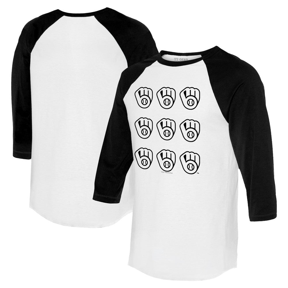 MLB Milwaukee Brewers Tiny Turnip Women's Logo Grid 3/4 Sleeve Raglan T-Shirt