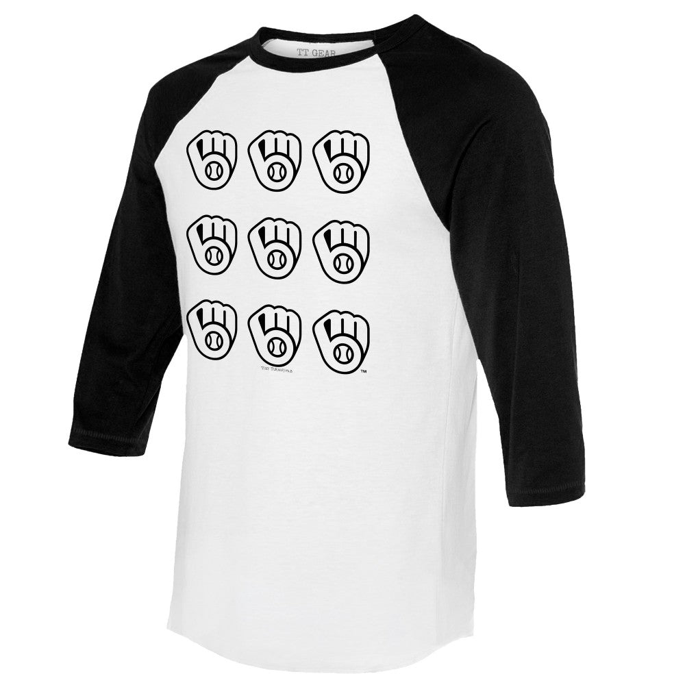 MLB Milwaukee Brewers Tiny Turnip Women's Logo Grid 3/4 Sleeve Raglan T-Shirt