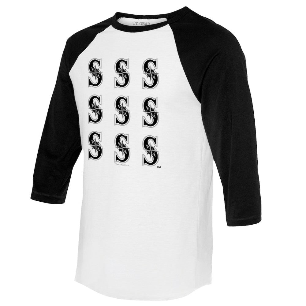 MLB Seattle Mariners Tiny Turnip Women's Logo Grid 3/4 Sleeve Raglan T-Shirt