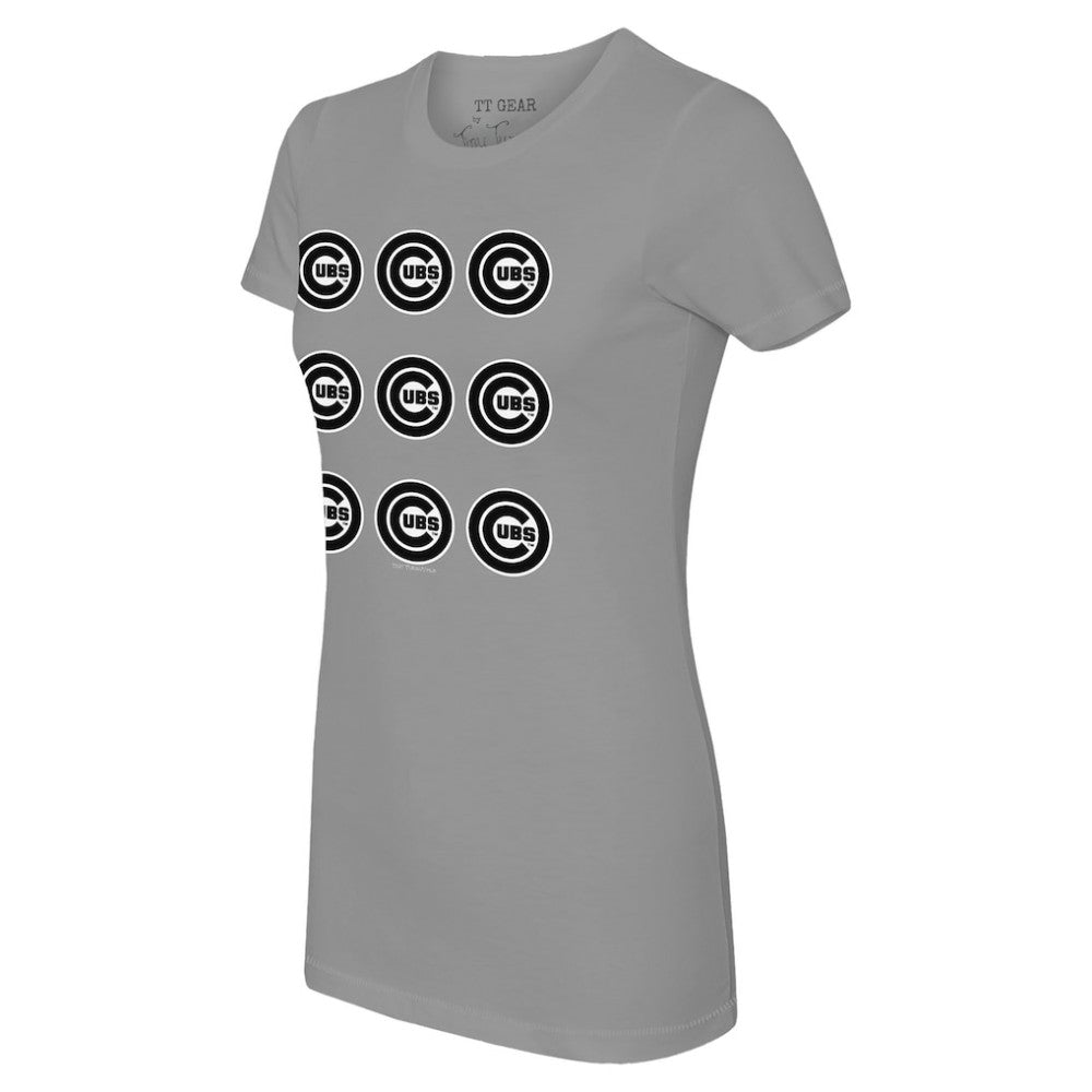 MLB Chicago Cubs Tiny Turnip Women's Logo Grid  T-Shirt