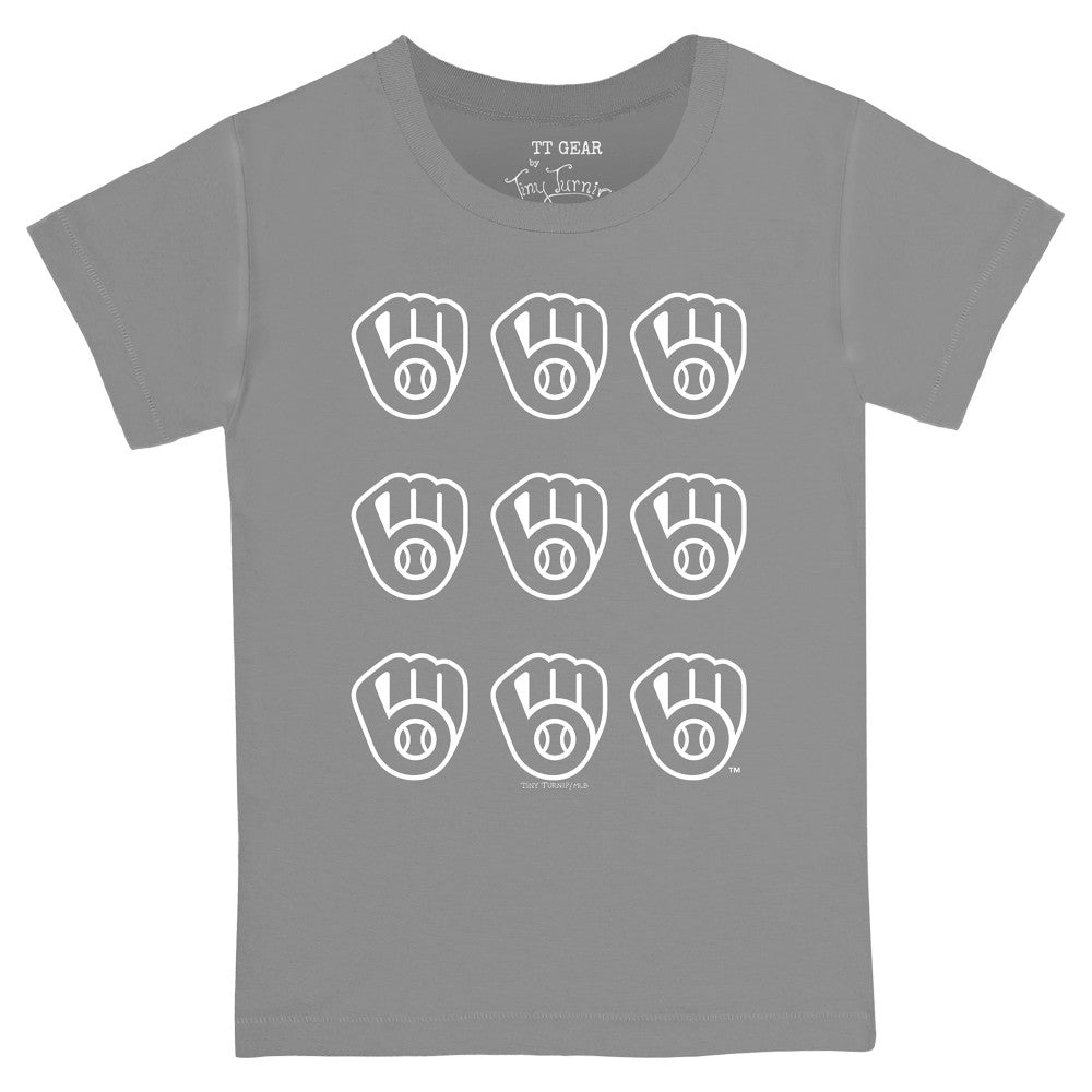 MLB Milwaukee Brewers Tiny Turnip Youth Logo Grid  T-Shirt