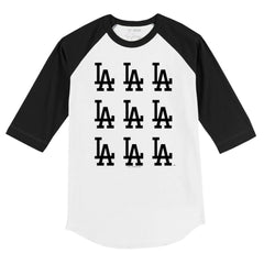 MLB Los Angeles Dodgers Tiny Turnip Youth Logo Grid Raglan 3/4-Sleeve T-Shirt
