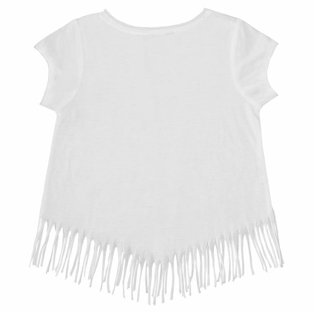 MLB Cleveland Guardians Tiny Turnip Girls Youth Logo Grid Fringe T-Shirt