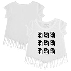 MLB San Diego Padres Tiny Turnip Girls Youth Logo Grid Fringe T-Shirt