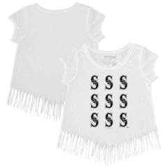 MLB Seattle Mariners Tiny Turnip Girls Youth Logo Grid Fringe T-Shirt