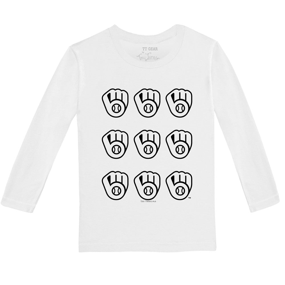 MLB Milwaukee Brewers Tiny Turnip Youth Logo Grid Long Sleeve T-Shirt
