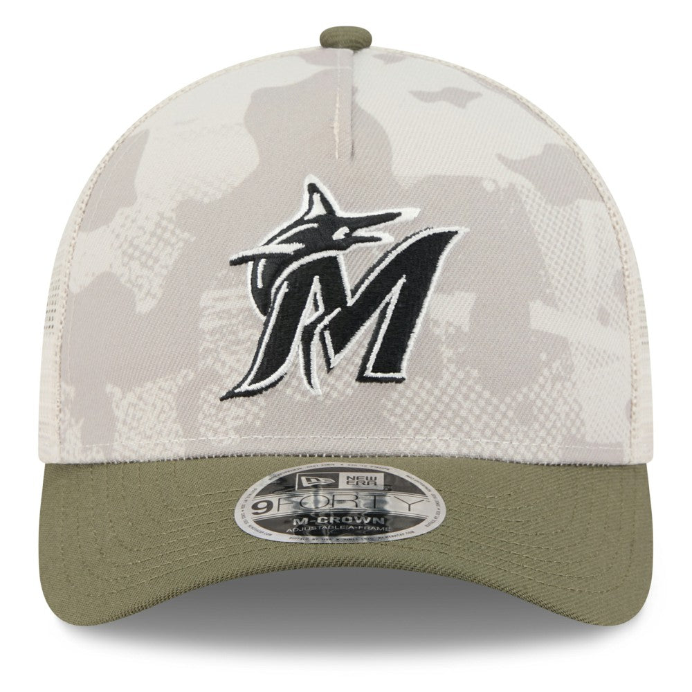 MLB Miami Marlins New Era 2025 Armed Forces Day 9FORTY M-Crown A-Frame Adjustable Hat