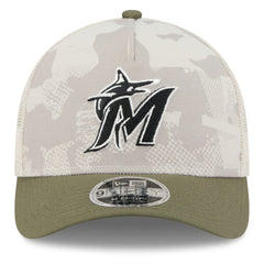 MLB Miami Marlins New Era 2025 Armed Forces Day 9FORTY M-Crown A-Frame Adjustable Hat