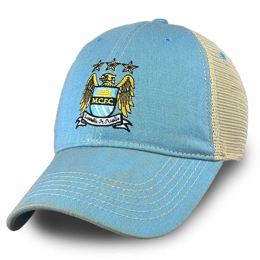 Manchester City 1863FC Retro Tea Washed Vintage Trucker Adjustable Hat -  Sky Blue