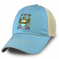 Manchester City 1863FC Retro Tea Washed Vintage Trucker Adjustable Hat -  Sky Blue