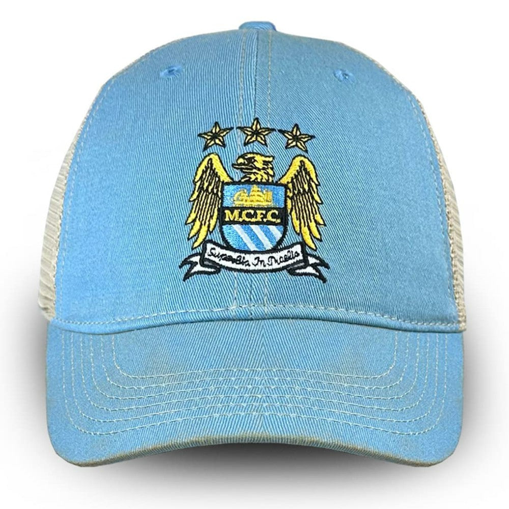 Manchester City 1863FC Retro Tea Washed Vintage Trucker Adjustable Hat -  Sky Blue