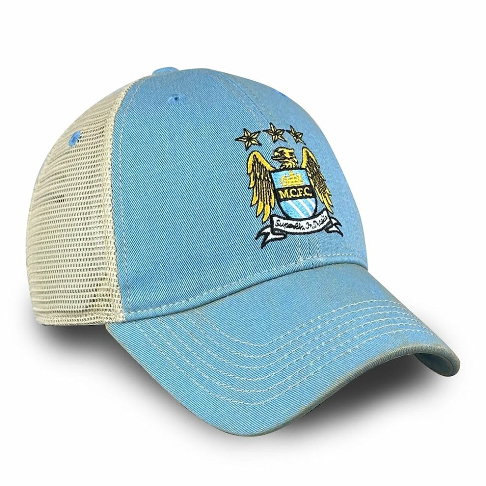 Manchester City 1863FC Retro Tea Washed Vintage Trucker Adjustable Hat -  Sky Blue