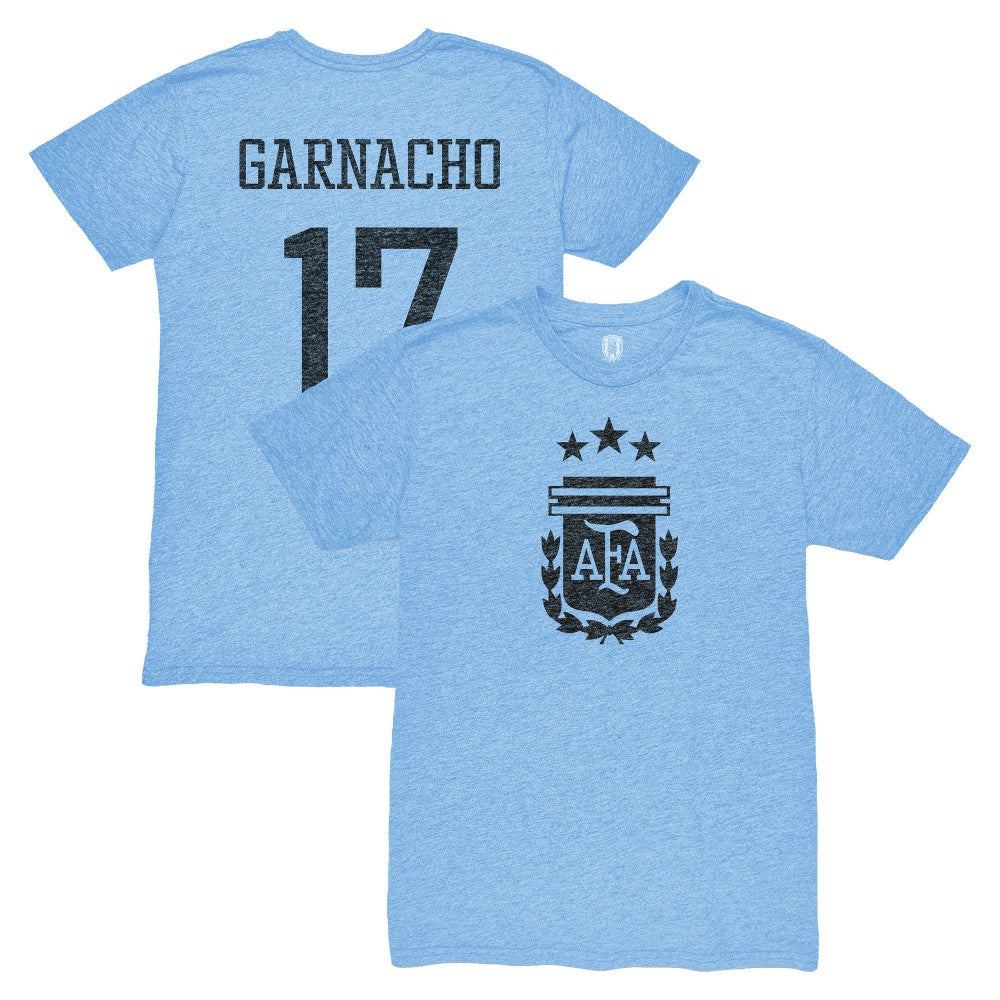 Alejandro Garnacho Argentina National Team 1863FC Player Vintage Tri-Blend T-Shirt -  Light Blue