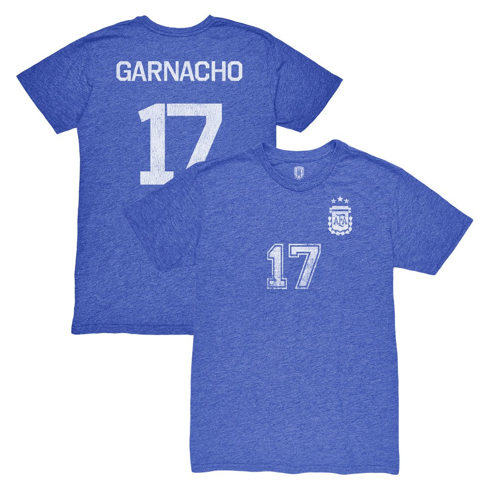 Alejandro Garnacho Argentina National Team 1863FC Player Vintage Tri-Blend T-Shirt -  Blue