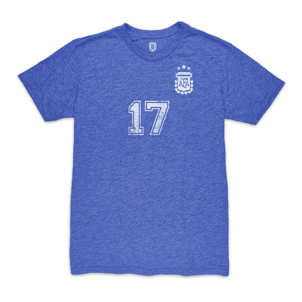 Alejandro Garnacho Argentina National Team 1863FC Player Vintage Tri-Blend T-Shirt -  Blue