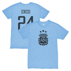 Enzo Fernández Argentina National Team 1863FC Player Vintage Tri-Blend T-Shirt -  Light Blue
