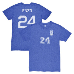 Enzo Fernández Argentina National Team 1863FC Player Vintage Tri-Blend T-Shirt -  Blue