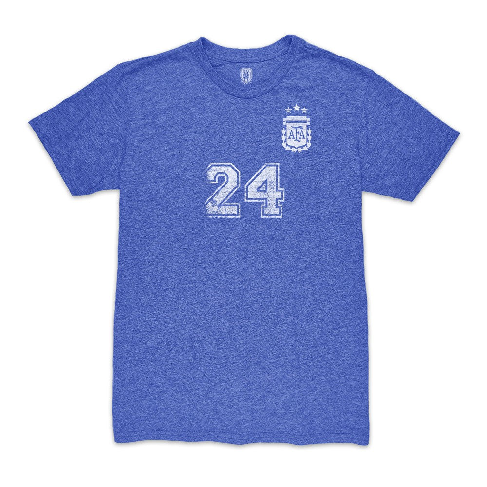 Enzo Fernández Argentina National Team 1863FC Player Vintage Tri-Blend T-Shirt -  Blue