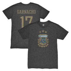 Alejandro Garnacho Argentina National Team 1863FC Player Vintage Tri-Blend T-Shirt -  Black