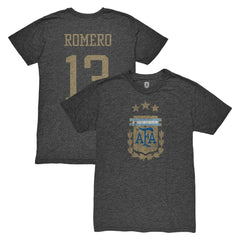Cristian Romero Argentina National Team 1863FC Player Vintage Tri-Blend T-Shirt -  Black