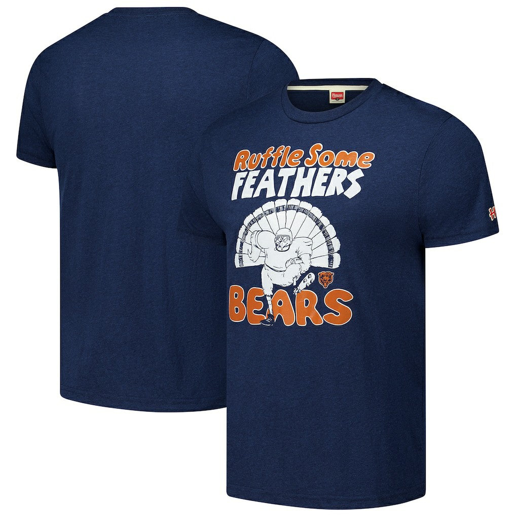 Homage Unisex Ruffle Some Feathers Tri-Blend T-Shirt - Chicago Bears