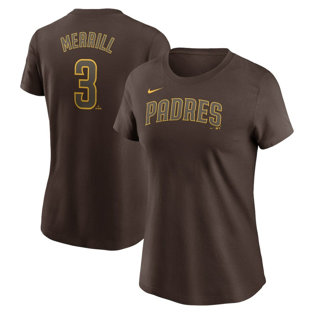 MLB Jackson Merrill San Diego Padres Nike Women's Cooperstown Collection Fuse Name & Number T-Shirt