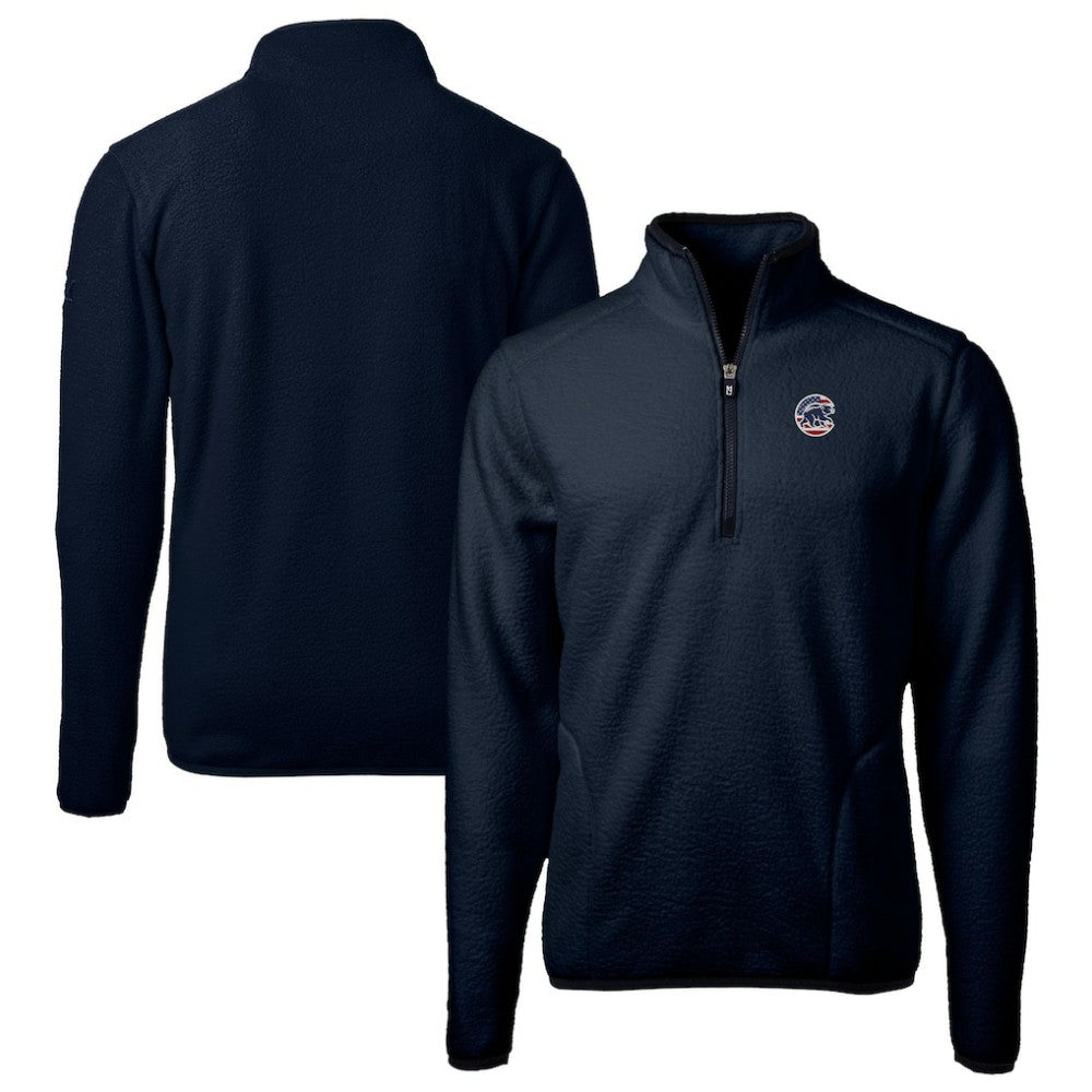 MLB Chicago Cubs Cutter & Buck Big & Tall Americana Cascade Eco Fleece Quarter-Zip Jacket