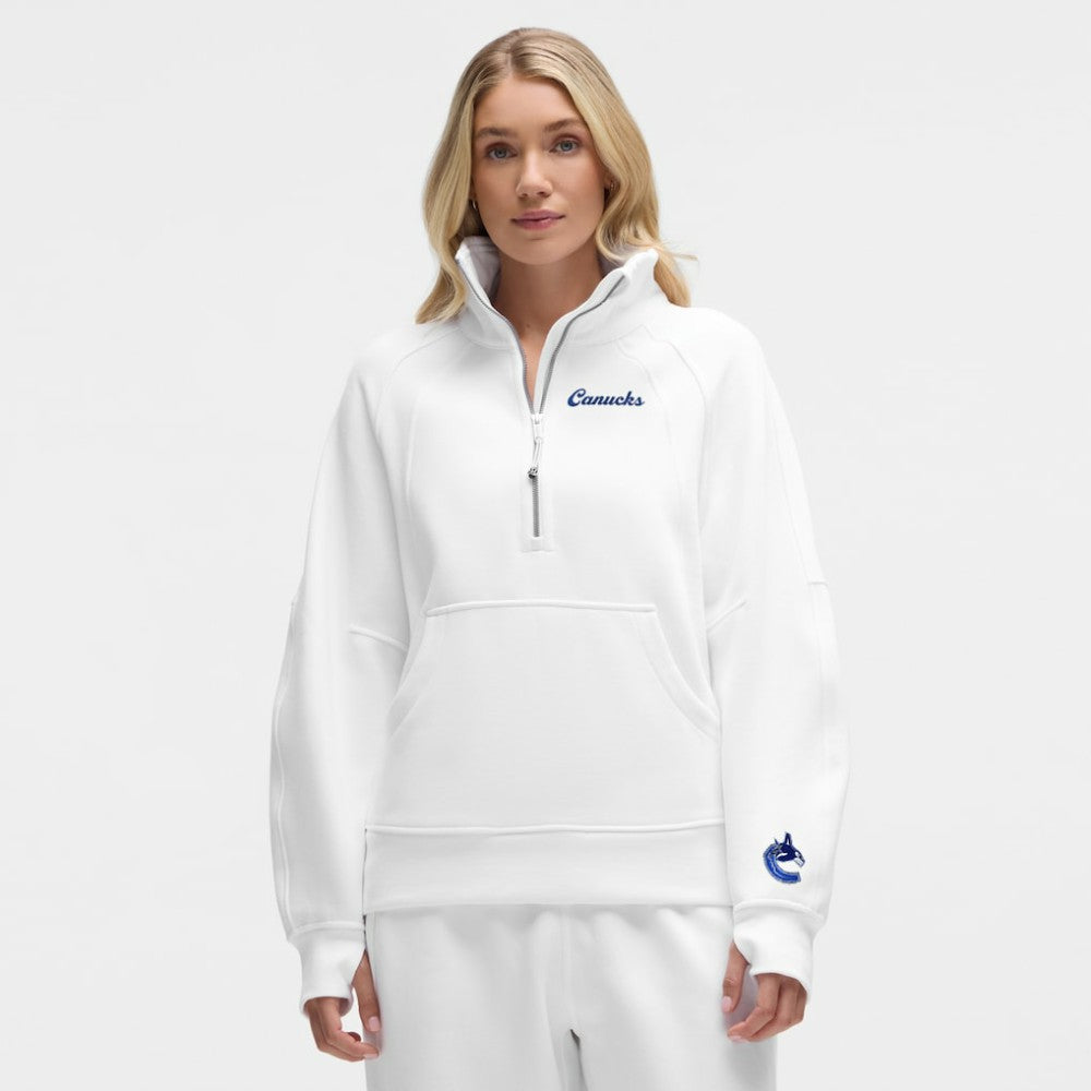 NHL White|White Vancouver Canucks lululemon Women's Scuba Oversized Half Zip Top