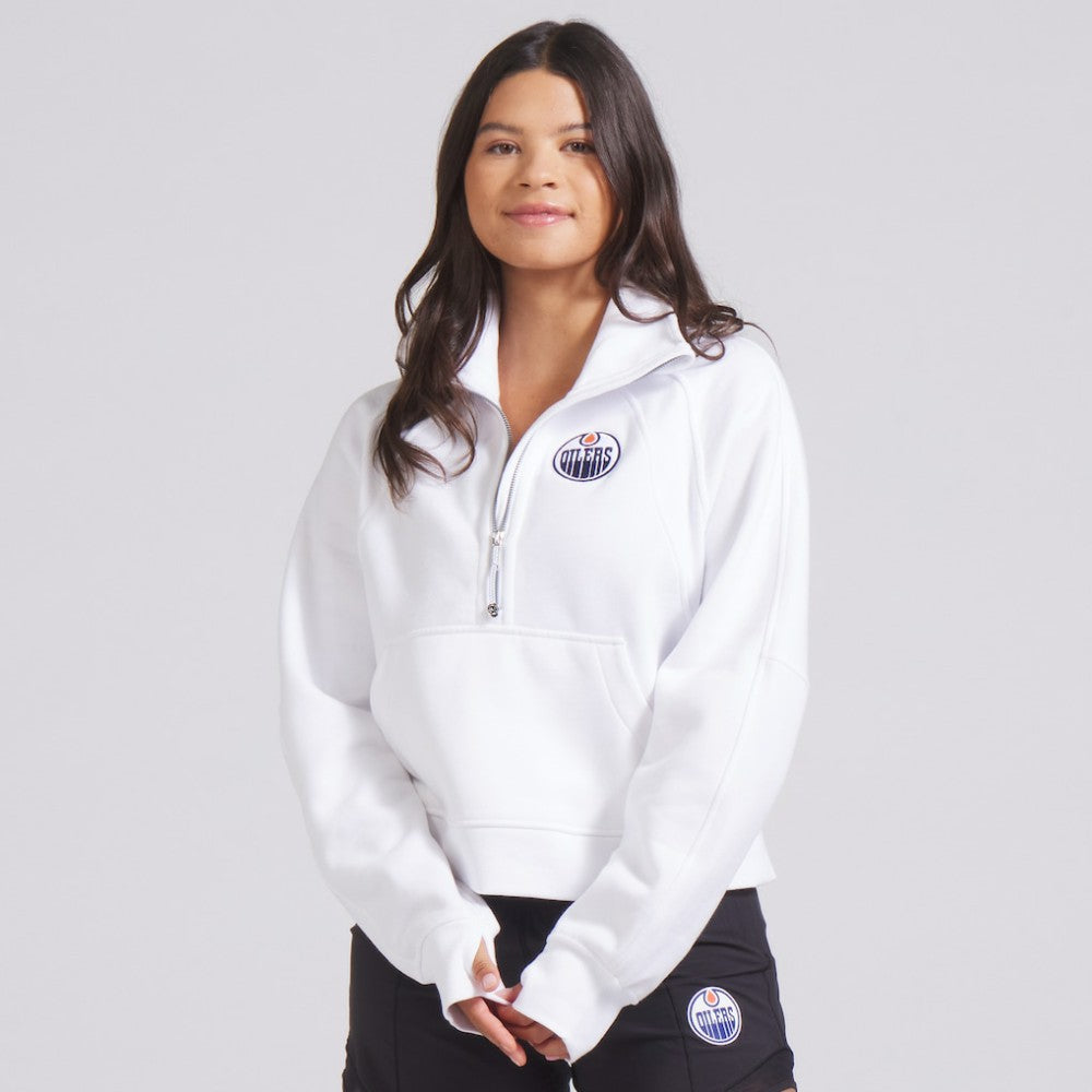 NHL White|White Edmonton Oilers lululemon Women's Scuba Oversized Half Zip Top