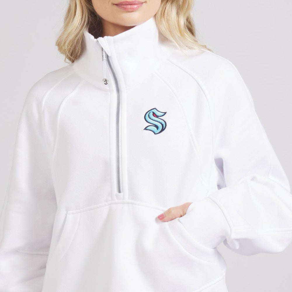 NHL White|White Seattle Kraken lululemon Women's Scuba Oversized Half Zip Top