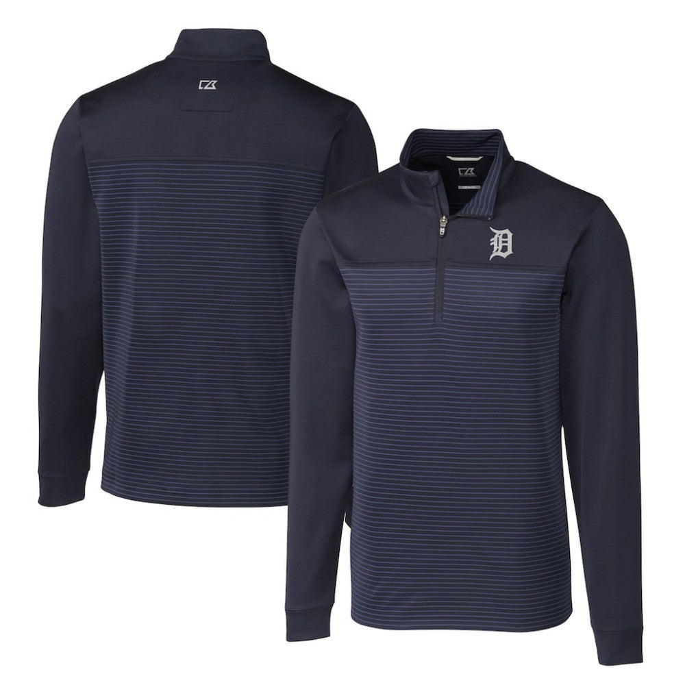 MLB Detroit Tigers Cutter & Buck Big & Tall Traverse Stripe Stretch DryTec Quarter-Zip Top