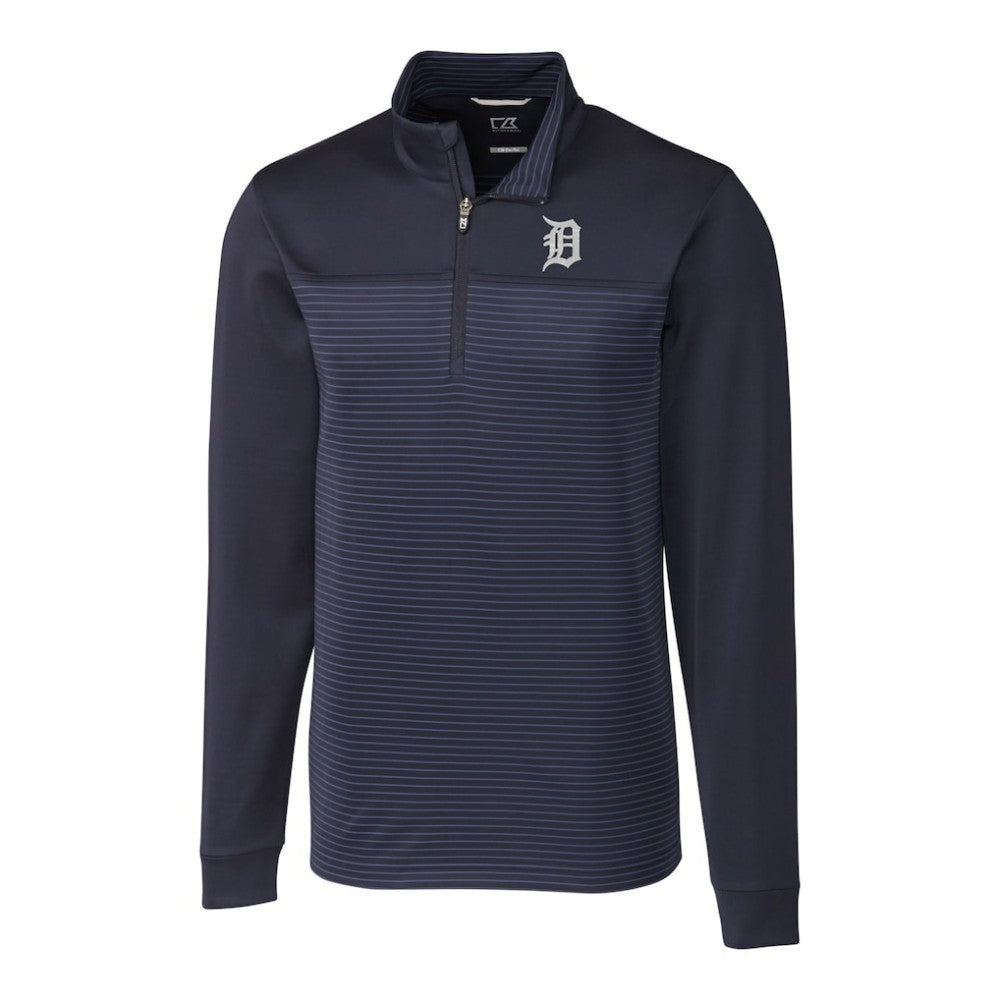 MLB Detroit Tigers Cutter & Buck Big & Tall Traverse Stripe Stretch DryTec Quarter-Zip Top