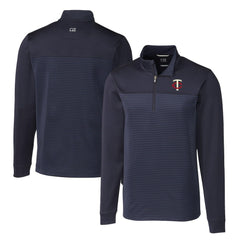 MLB Minnesota Twins Cutter & Buck Big & Tall Traverse Stripe Stretch DryTec Quarter-Zip Top