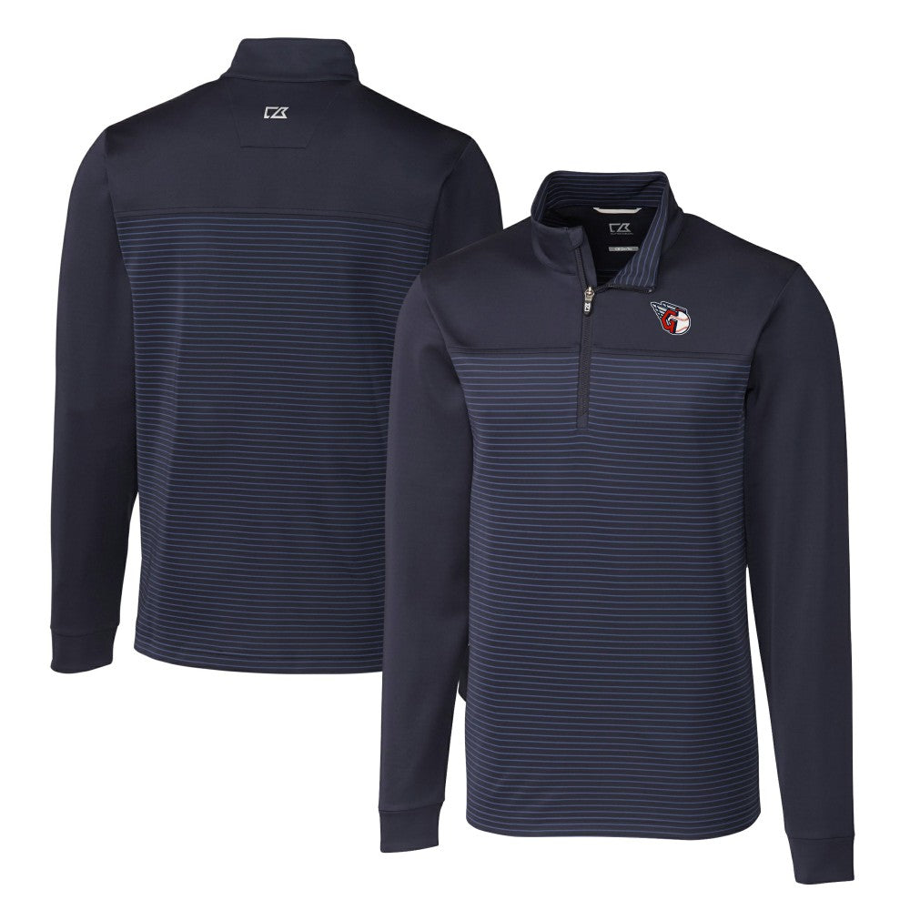 MLB Cleveland Guardians Cutter & Buck Big & Tall Traverse Stretch Eco Stripe DryTec Quarter-Zip Top