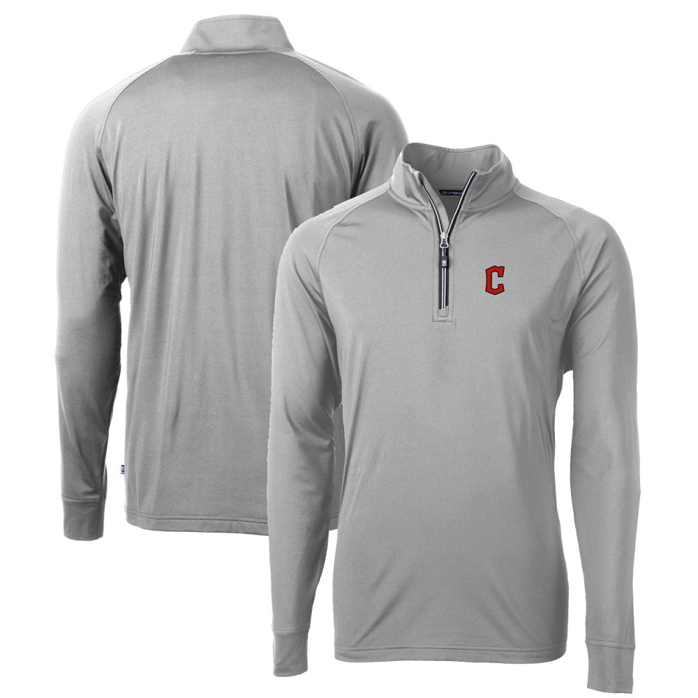 MLB Cleveland Guardians Cutter & Buck Big & Tall Adapt Eco Knit Stretch Recycled Raglan DryTec Quarter-Zip Top