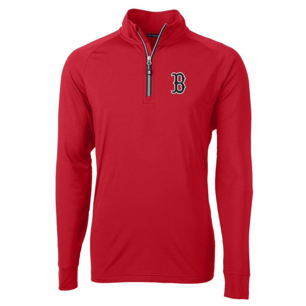 MLB Boston Red Sox Cutter & Buck Big & Tall Adapt Eco Knit Stretch Recycled Quarter-Zip Pullover Top