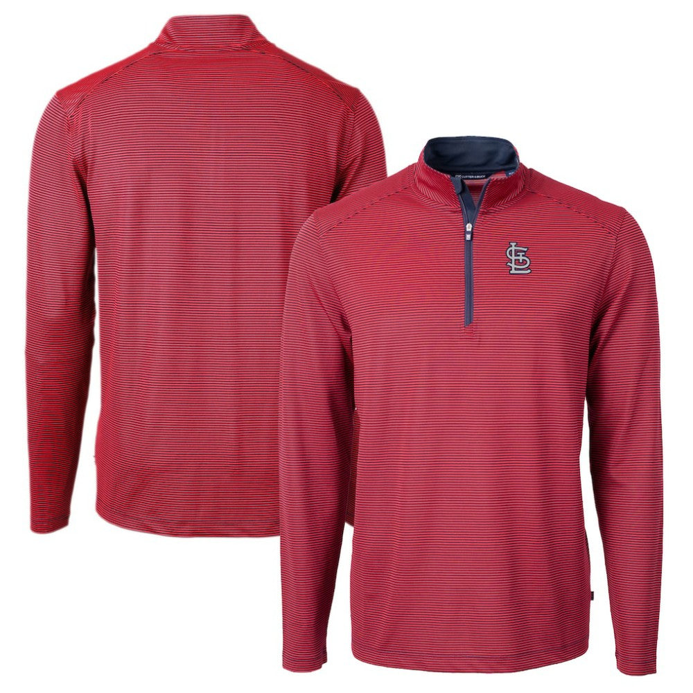 MLB St. Louis Cardinals Cutter & Buck Big & Tall Virtue Eco Pique Micro Stripe Quarter-Zip Jacket