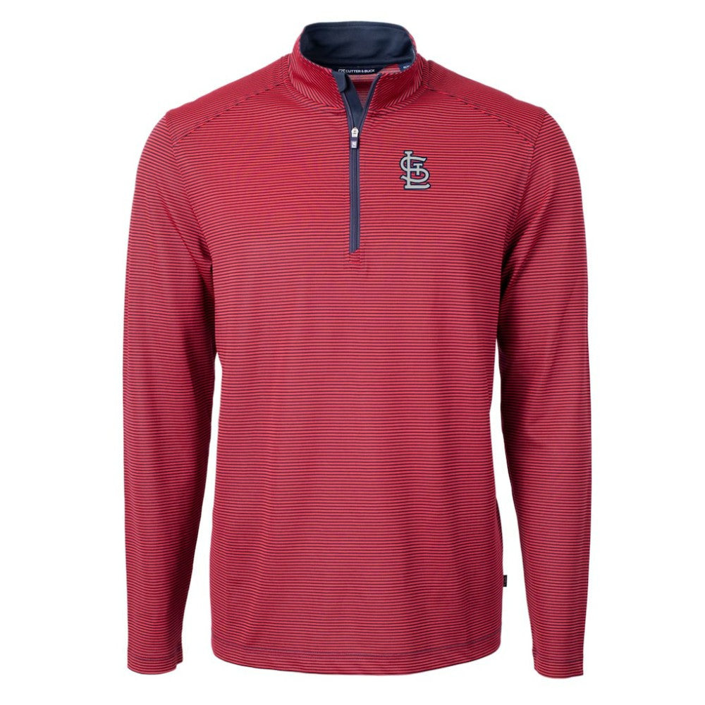 MLB St. Louis Cardinals Cutter & Buck Big & Tall Virtue Eco Pique Micro Stripe Quarter-Zip Jacket