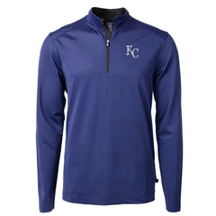 MLB Kansas City Royals Cutter & Buck Virtue Eco Pique Micro Stripe Recycled Quarter-Zip Pullover Top
