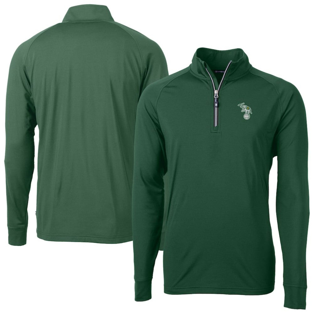 MLB Athletics Cutter & Buck Stomper Adapt Eco Knit Stretch Recycled Quarter-Zip Pullover Top