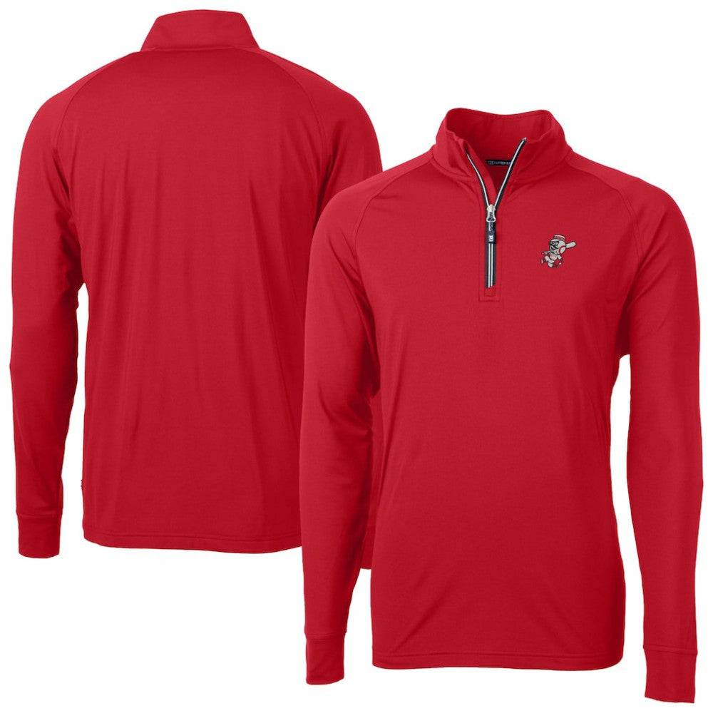 MLB Cincinnati Reds Cutter & Buck Patriotic Logo Adapt Eco Knit Stretch Recycled Quarter-Zip Pullover Top