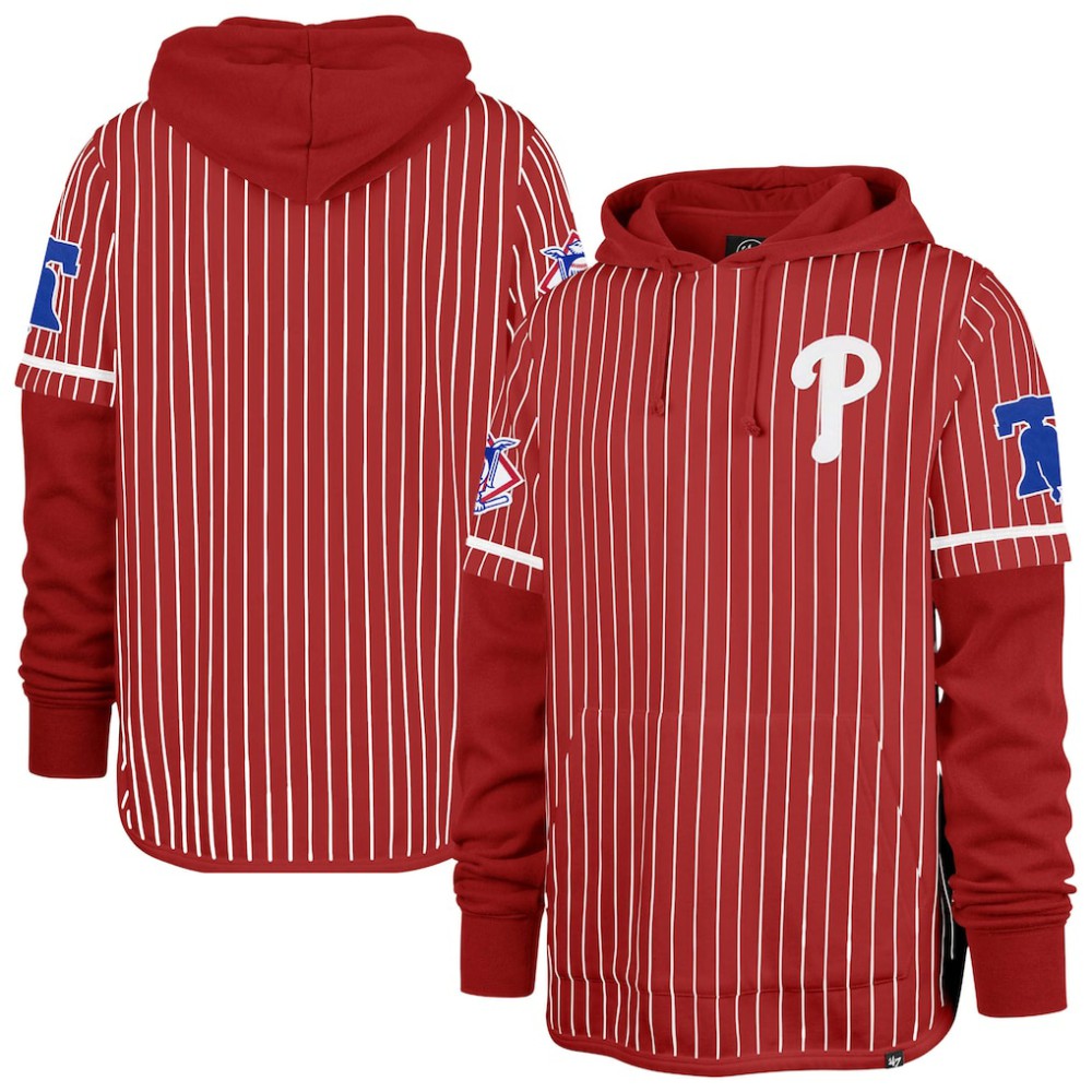 MLB Philadelphia Phillies '47 Pinstripe Double Header Pullover Hoodie