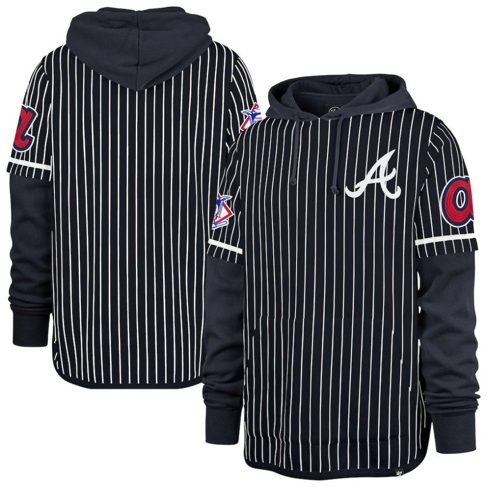 MLB Atlanta Braves '47 Pinstripe Double Header Pullover Hoodie